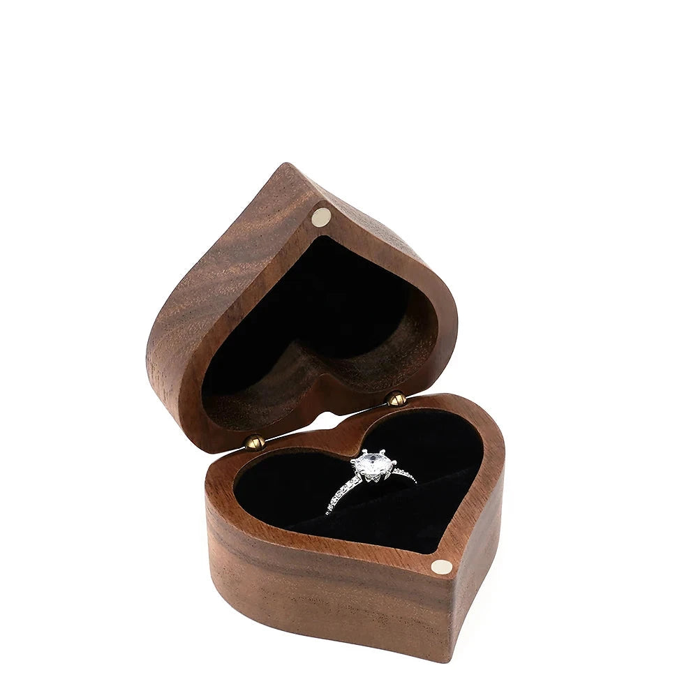 Heart-Shaped Walnut Ring Box