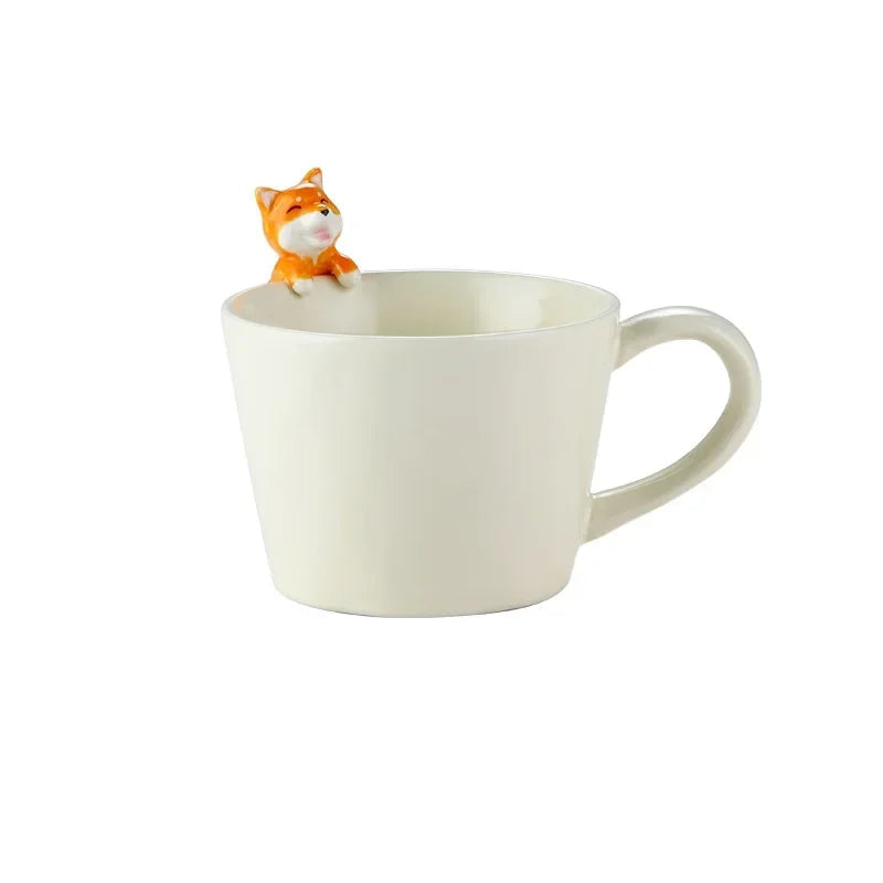 Cute Dog & Cat Ceramic Mug – 350ml Porcelain Milk Cup, Kids Water Cup, Couple Coffee Mug, Birthday Gift, Home Decoration