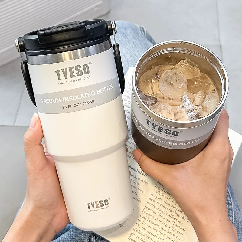 600ml–1200ml Stainless Steel Insulated Thermos Bottle – Leak-Proof Travel Mug with Handle and Straw for Hot and Cold Beverages