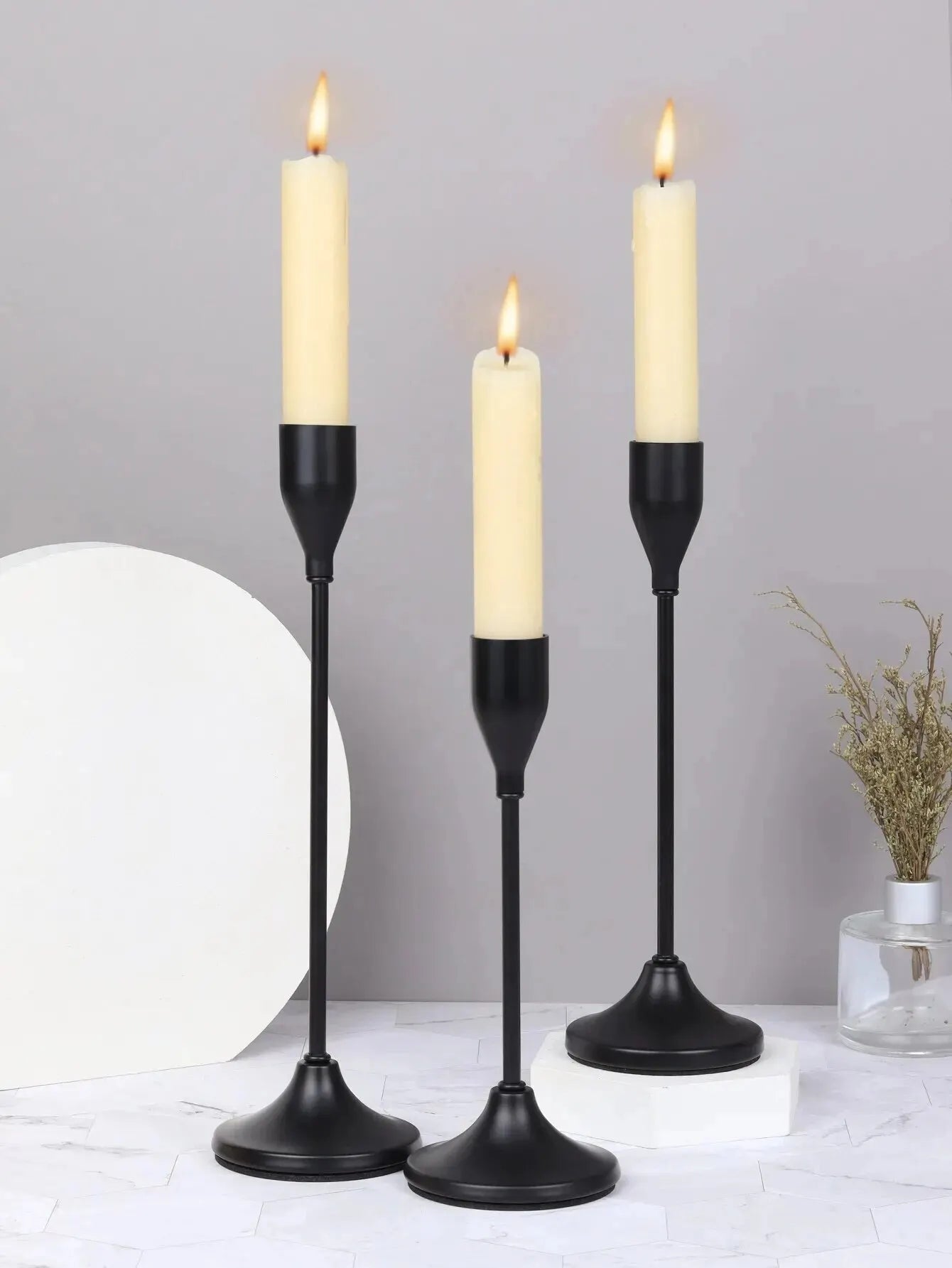 3Pcs European-Style Metal Candle Holder Set – Elegant Table Candlesticks