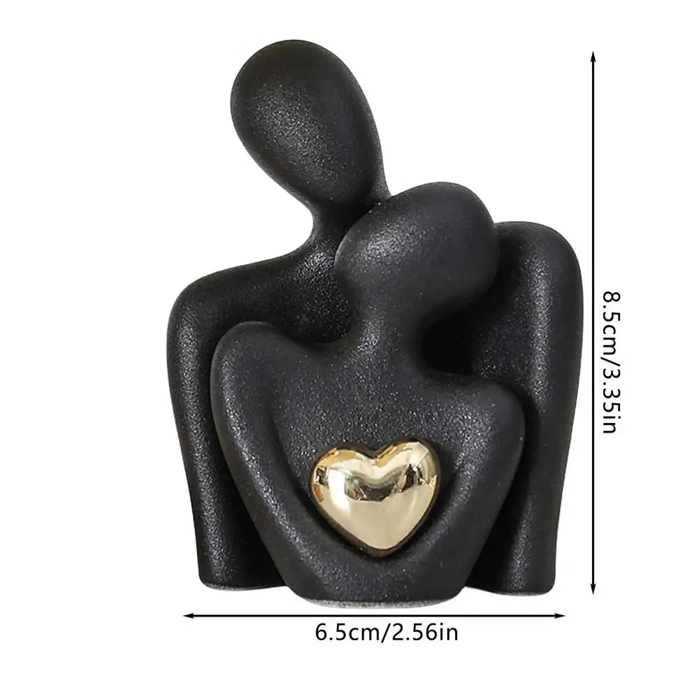 Couple Hugging Figurine – Abstract Modern Ceramic Sculpture for Home Accents