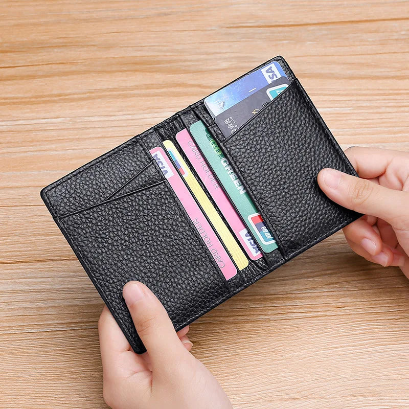 Super Slim Genuine Leather Credit Card Holder Wallet – Minimalist Small Card Organizer for Men