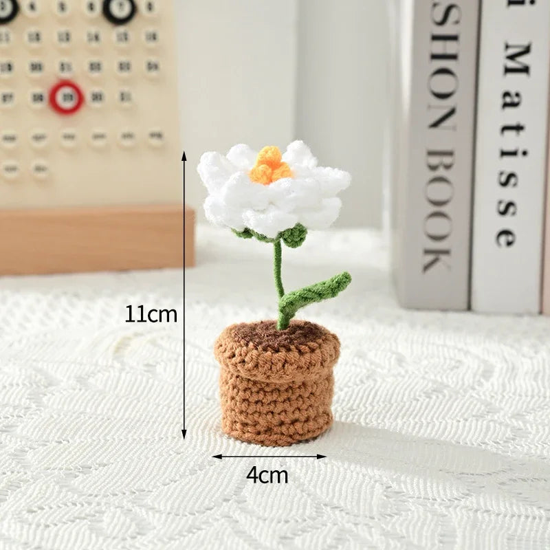 Hand-Knitted Sunflower Crochet Flower - Home Decoration