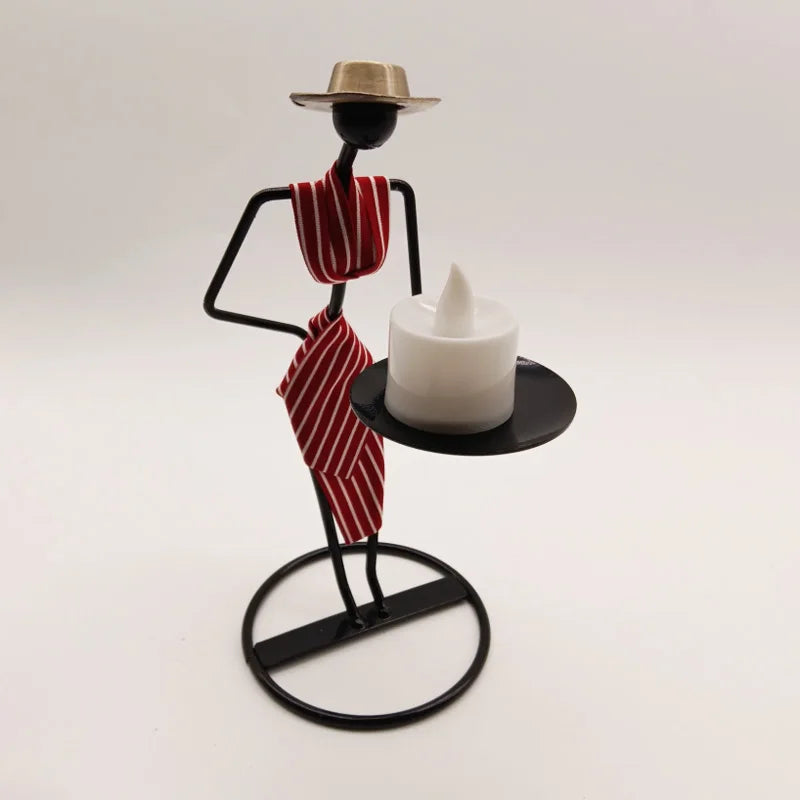 Waiter Iron Candle Holder – Creative European-Style Table Centerpiece Candlestick