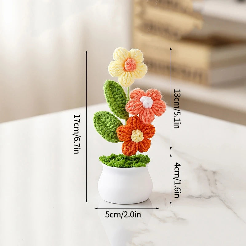 Hand-Knitted Flower Bouquet Crochet Flower - Home Decoration