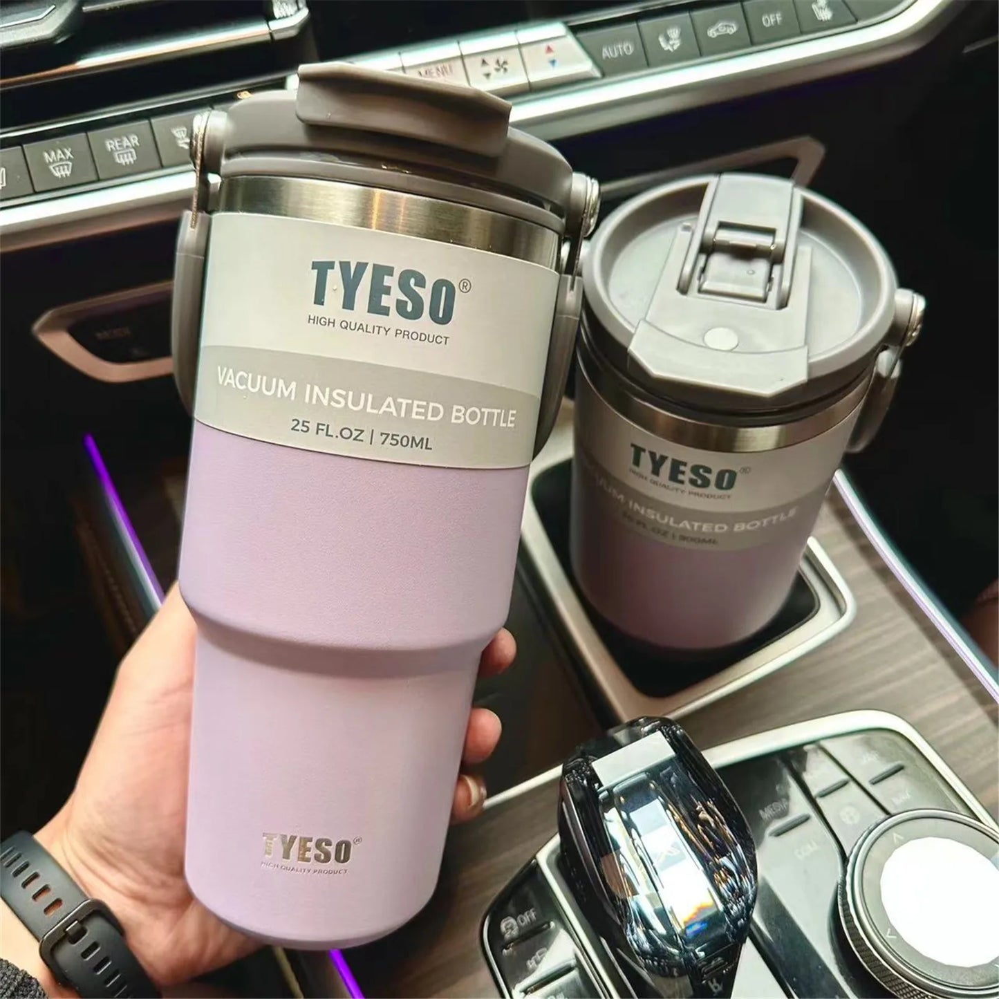 600ml–1200ml Stainless Steel Insulated Thermos Bottle – Leak-Proof Travel Mug with Handle and Straw for Hot and Cold Beverages