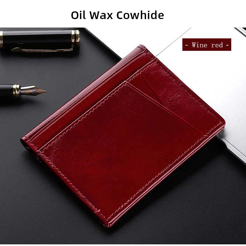 Super Slim Genuine Leather Credit Card Holder Wallet – Minimalist Small Card Organizer for Men