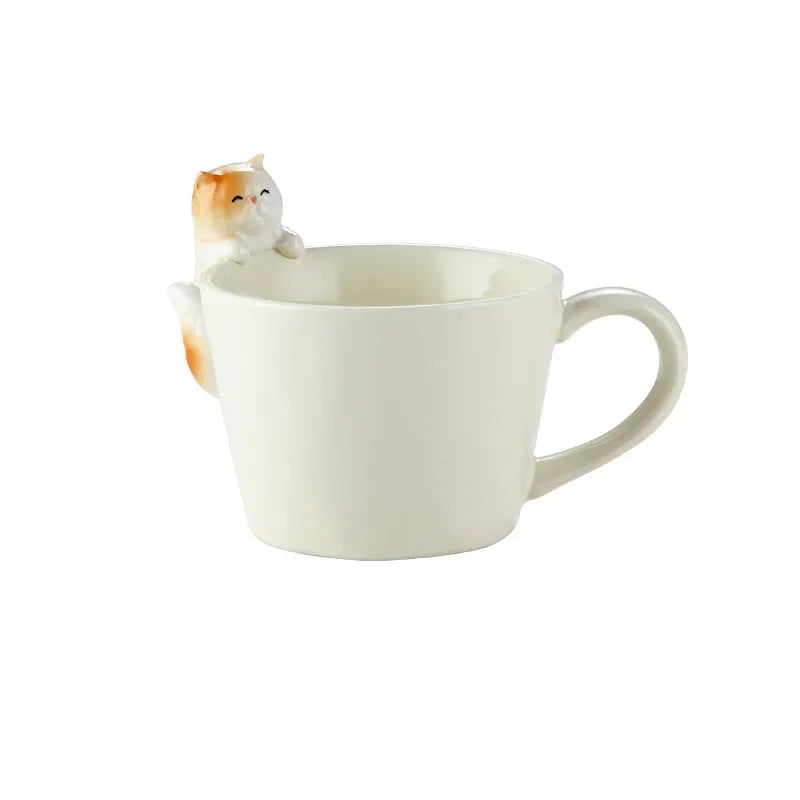Cute Dog & Cat Ceramic Mug – 350ml Porcelain Milk Cup, Kids Water Cup, Couple Coffee Mug, Birthday Gift, Home Decoration