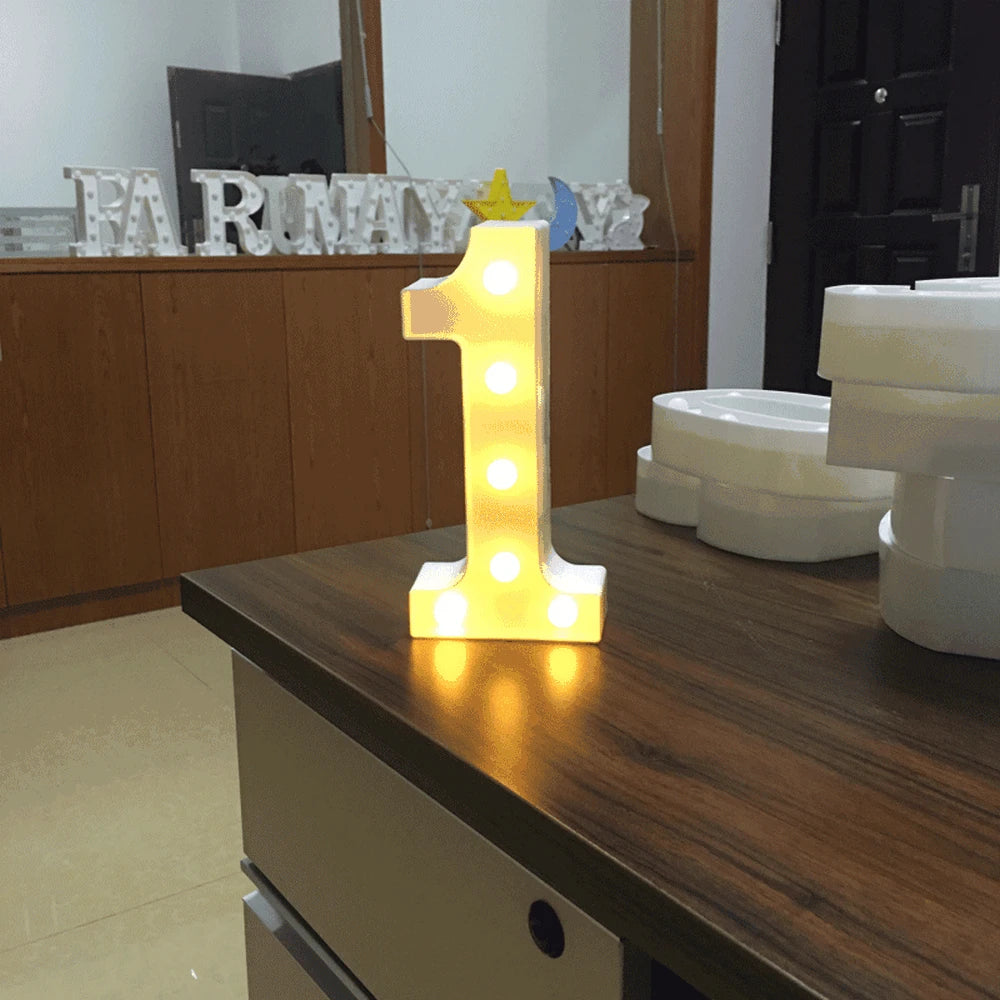 Luminous Alphabet & Number LED Lamp – Decorative Night Light for Birthdays, Weddings, Valentine’s Day, and Parties