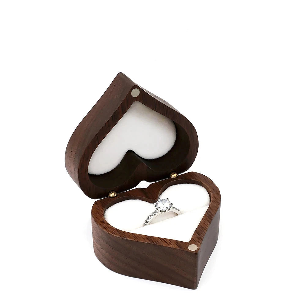 Heart-Shaped Walnut Ring Box