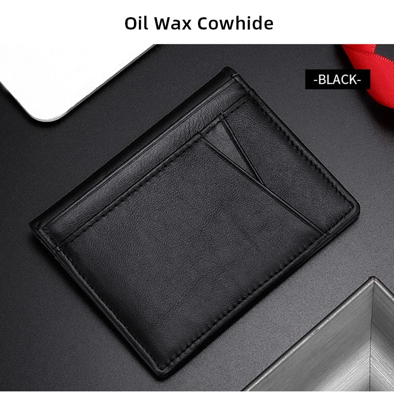 Super Slim Genuine Leather Credit Card Holder Wallet – Minimalist Small Card Organizer for Men