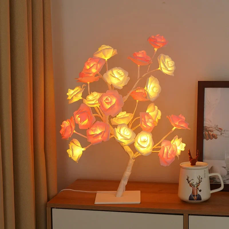 24 LED Rose Lamp – Decorative Rose Light Tree for Weddings, Mother’s Day, Valentine’s Day, and Gifts