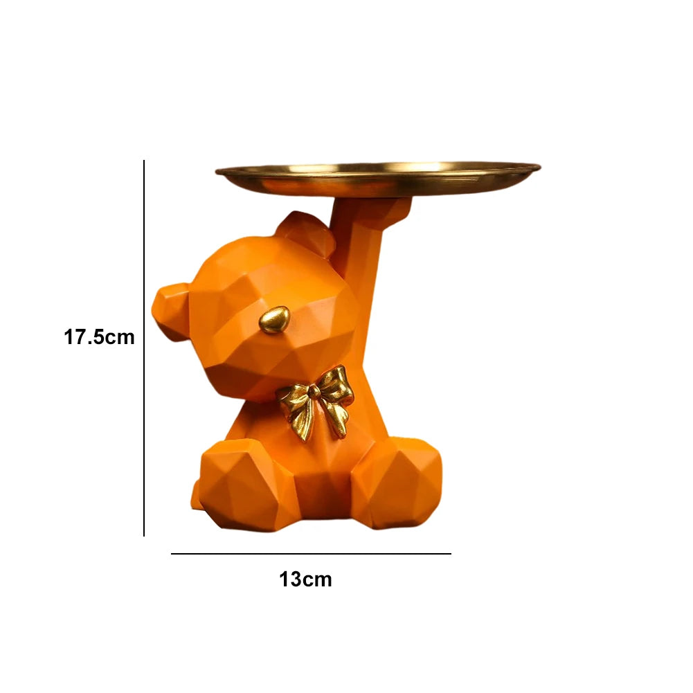 Geometric Bear Key Holder Figurine – Resin Storage Box for Home and Office Decor