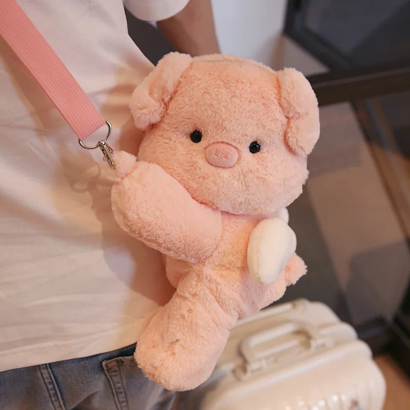 Cute Little Brown Bear Shoulder Bag – Plush Cartoon Doll Backpack for Girls