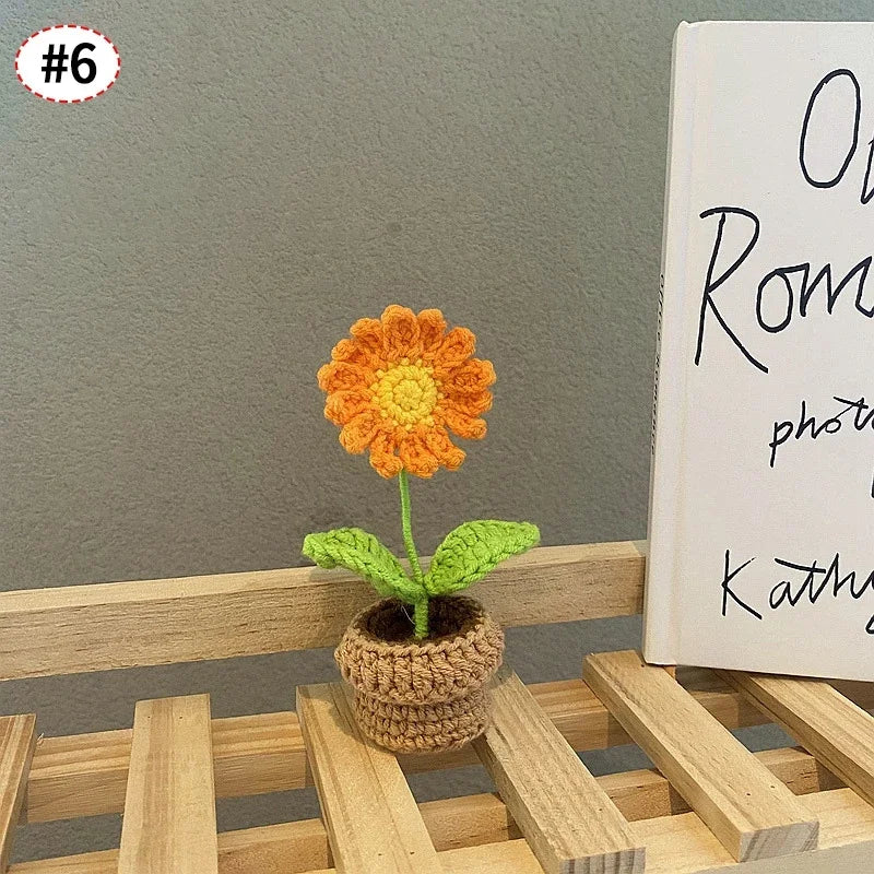 Hand-Knitted Sunflower Crochet Flower - Home Decoration