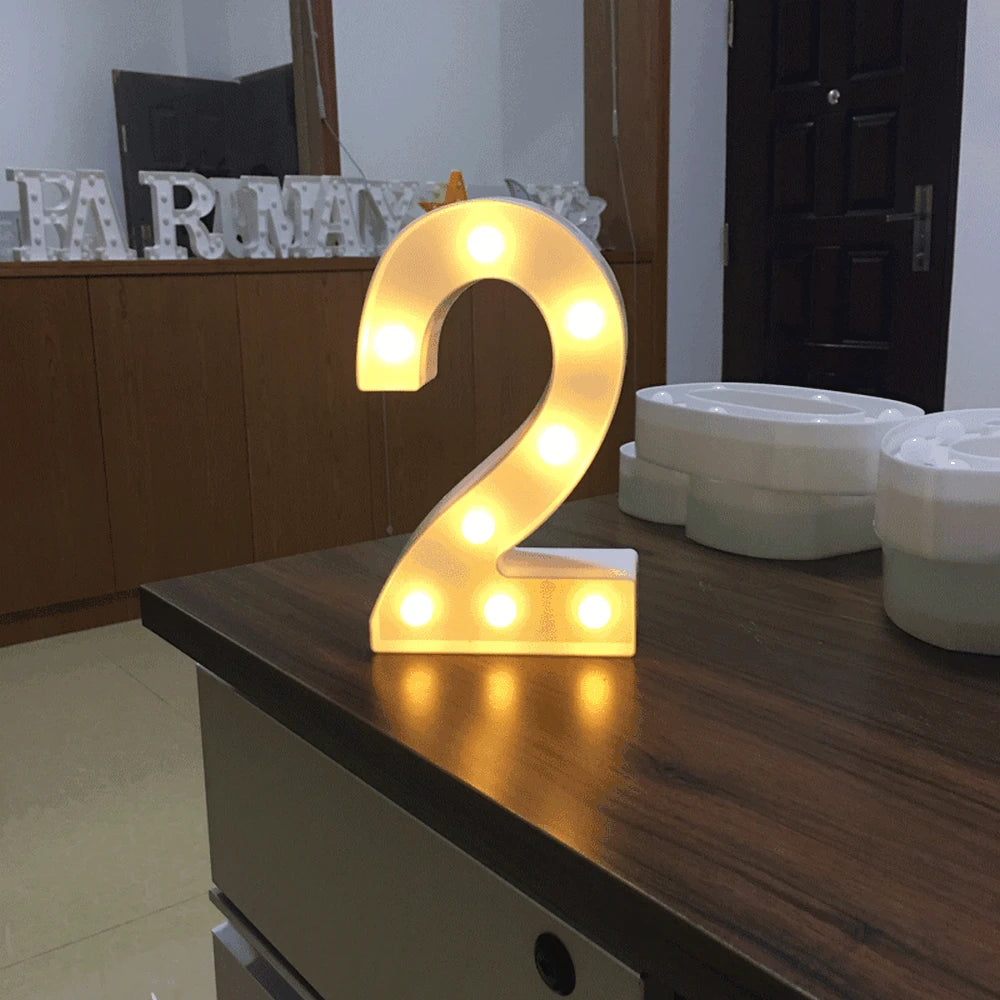 Luminous Alphabet & Number LED Lamp – Decorative Night Light for Birthdays, Weddings, Valentine’s Day, and Parties