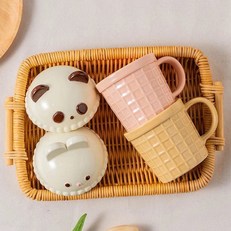 Kawaii Animal Ceramic Mug – Cute Cat, Bunny, Bear Coffee Cup for Tea, Milk, Juice – 350ml Breakfast Mug & Perfect Birthday Gift