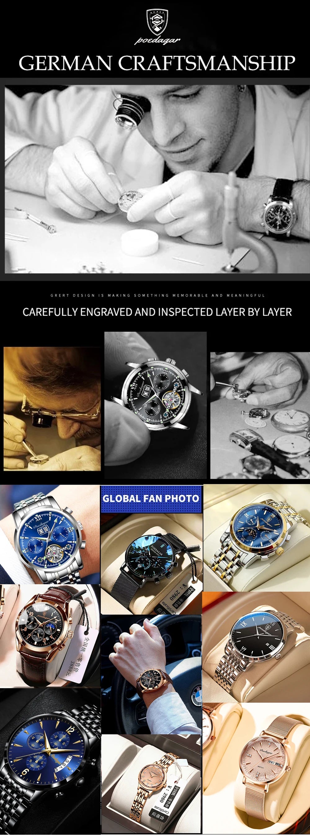 POEDAGAR Luxury Men Watch Casual Waterproof Luminous Date Men's Quartz Wristwatch High Quality Stainless Steel Man Watches Reloj
