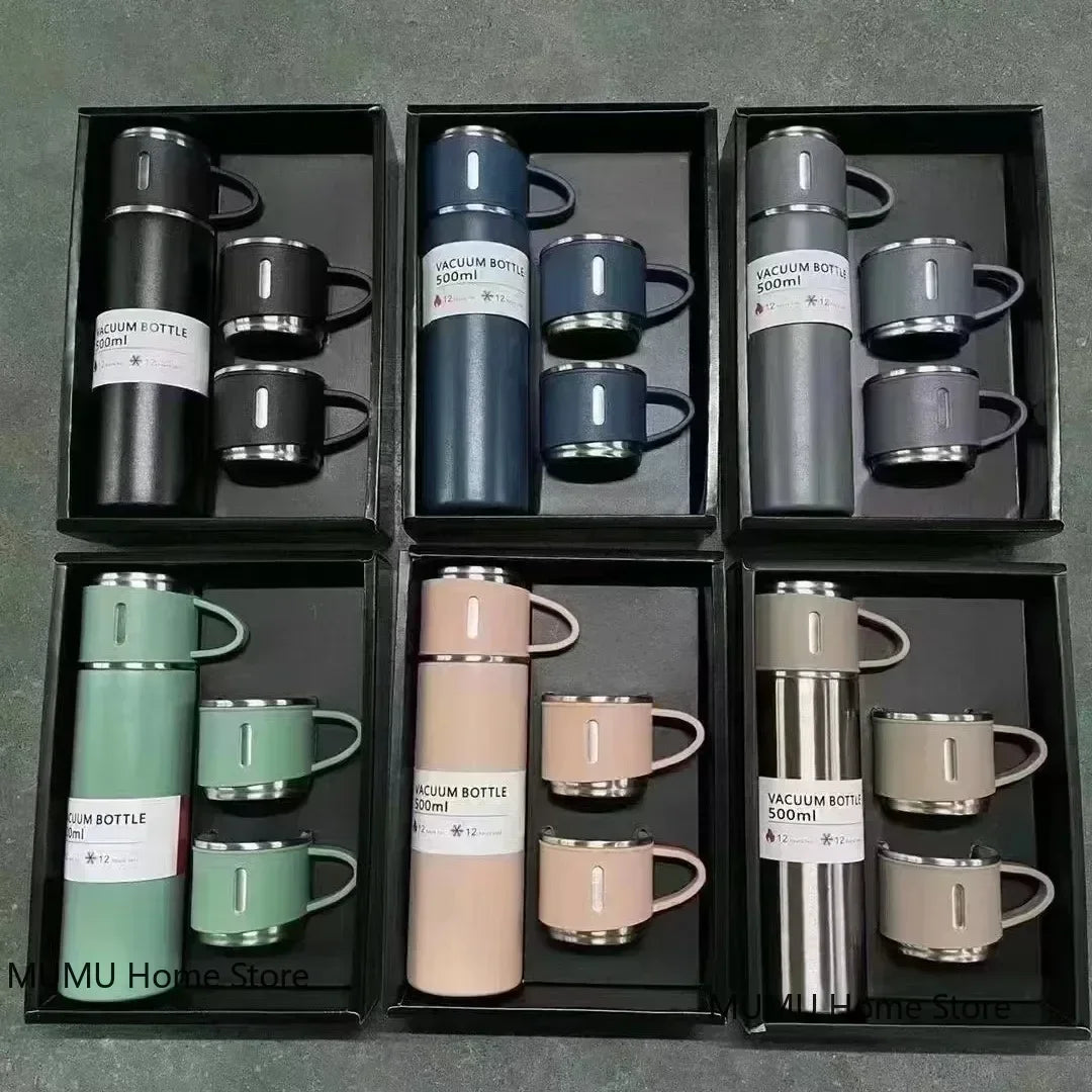 Stainless Steel Thermos Gift Set - Stylish Vacuum Flask & Coffee Cup for Office, Business, Travel, and Gifts