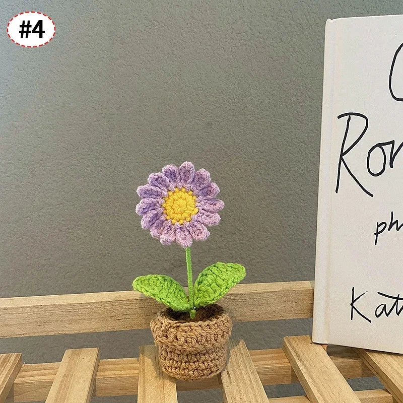 Hand-Knitted Sunflower Crochet Flower - Home Decoration