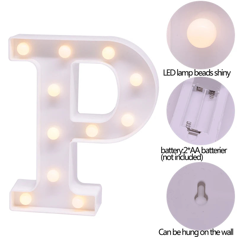 Luminous Alphabet & Number LED Lamp – Decorative Night Light for Birthdays, Weddings, Valentine’s Day, and Parties