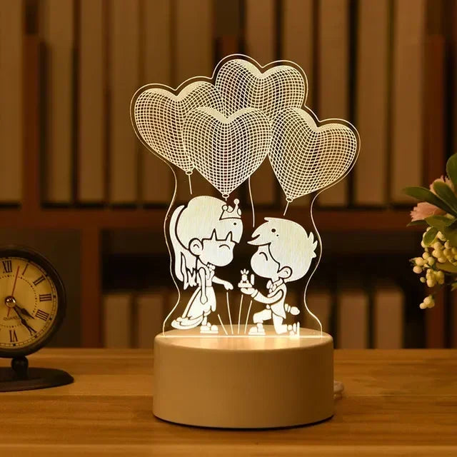 Romantic Love 3D Acrylic LED Lamp – Night Light for Home, Parties, and Valentine’s Day Decor