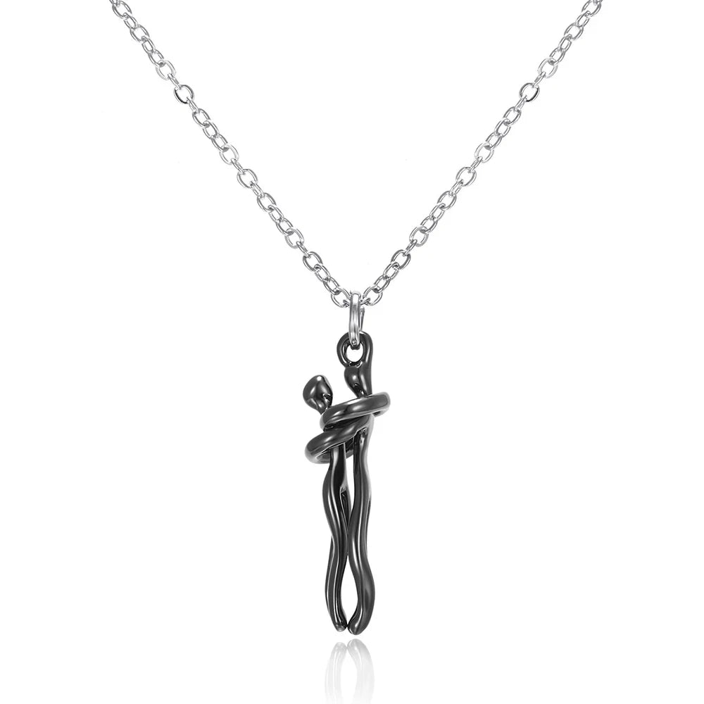 Romantic Hug Necklace for Couples – Unisex Heart Pendant Choker, Perfect Valentine’s Day Gift
