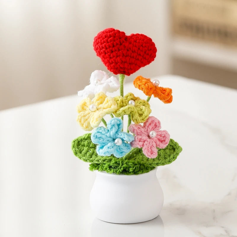 Hand-Knitted Flower Bouquet Crochet Flower - Home Decoration