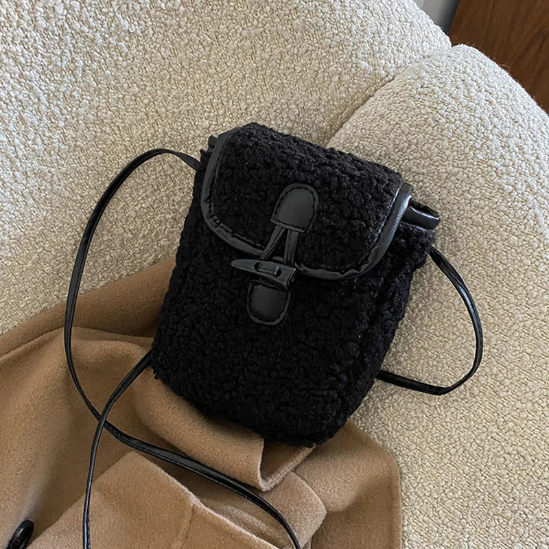 Plush Small Square Crossbody Bag – Women’s Fashion One-Shoulder Small Bag