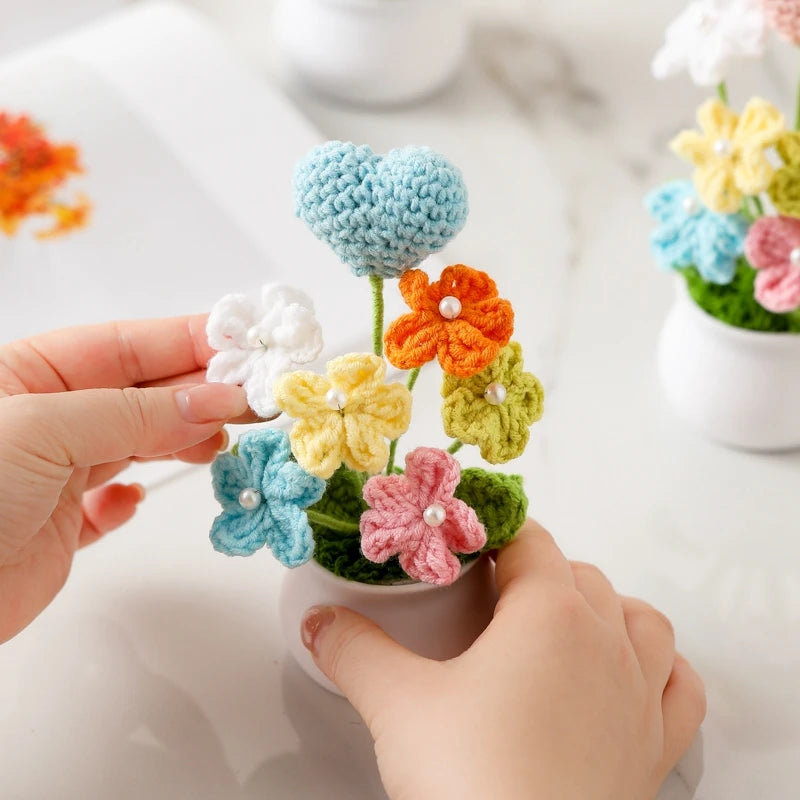 Hand-Knitted Flower Bouquet Crochet Flower - Home Decoration