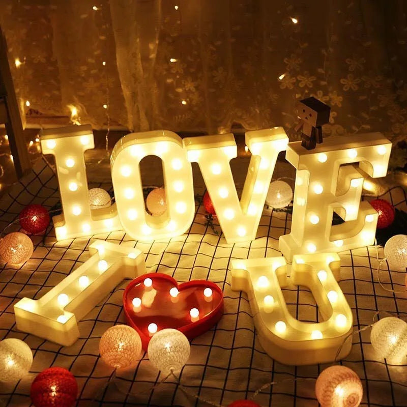 Luminous Alphabet & Number LED Lamp – Decorative Night Light for Birthdays, Weddings, Valentine’s Day, and Parties