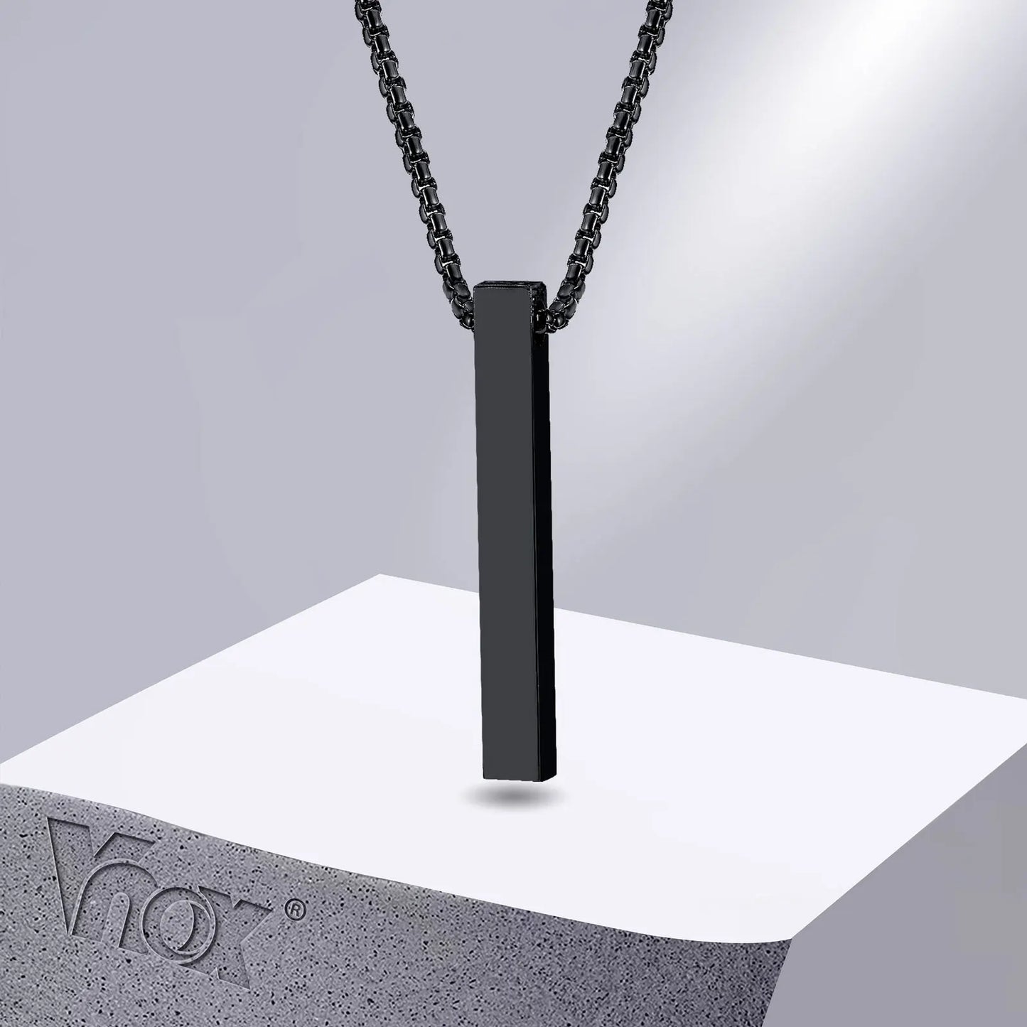 Minimalist Pillar Bar Necklace – 5mm Stainless Steel Pendant for Men and Women, Casual Unisex Link Chain