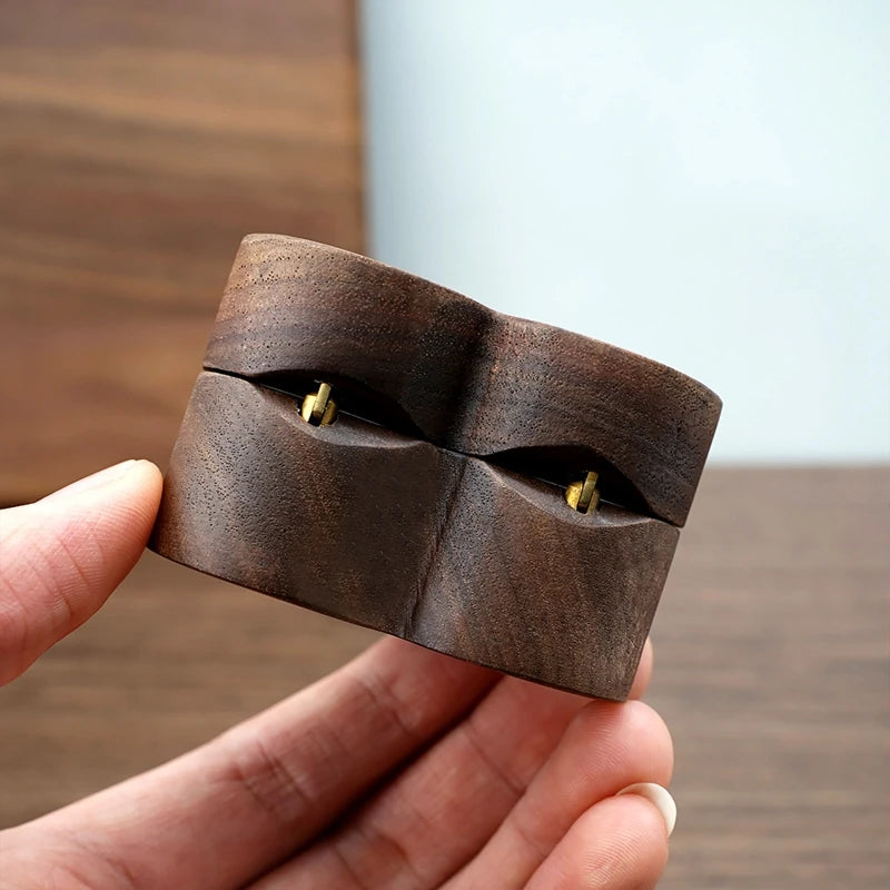 Heart-Shaped Transparent Walnut Ring Box