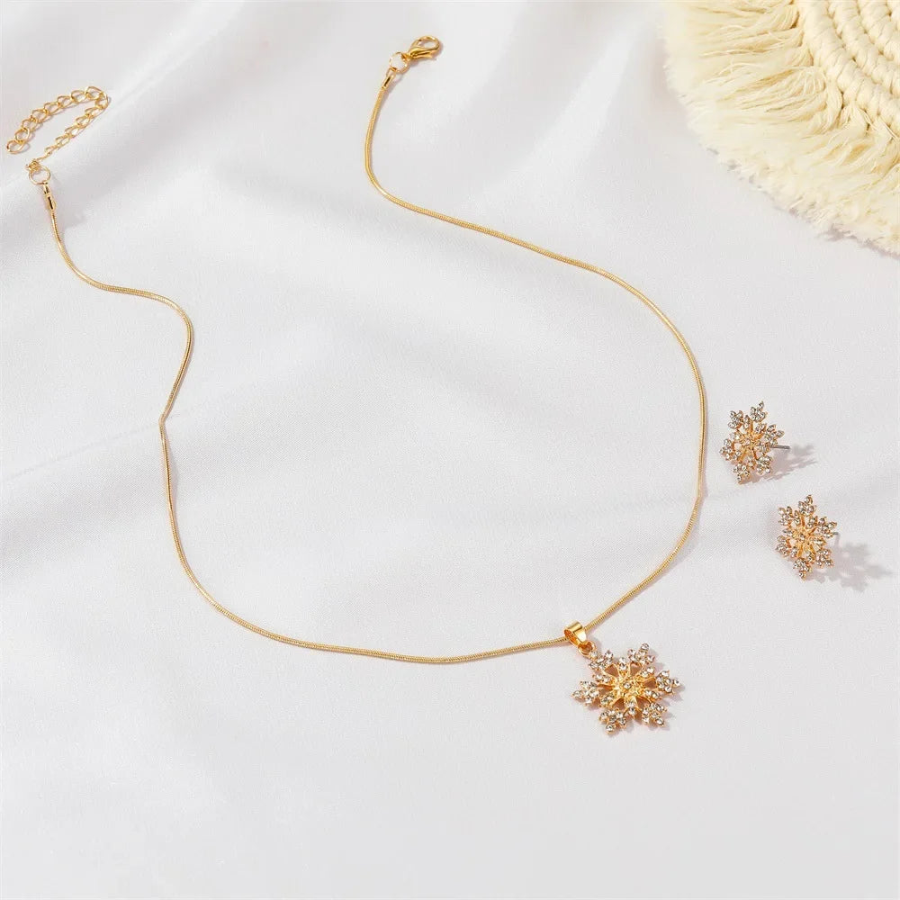 3-piece Snowflake Necklace Earrings for Women