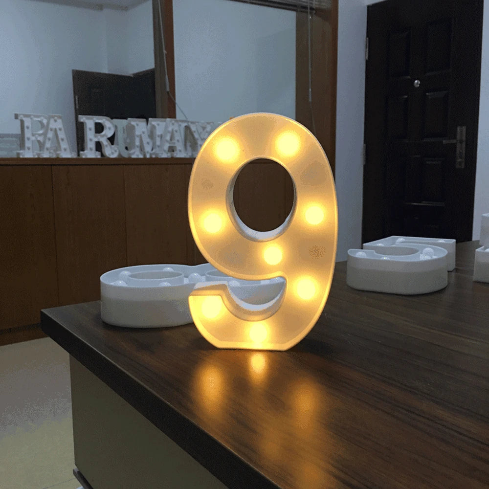 Luminous Alphabet & Number LED Lamp – Decorative Night Light for Birthdays, Weddings, Valentine’s Day, and Parties