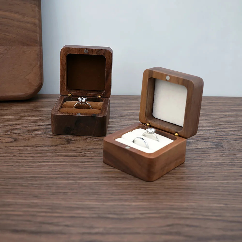 Wooden Jewelry Box - Engagement Ring Necklace Earrings Pendant Organizer