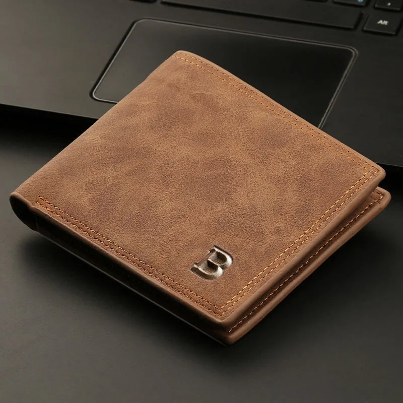 Retro Men’s Leather Wallet with Coin Pouch – Slim, Stylish Wallet with Zippered Compartment