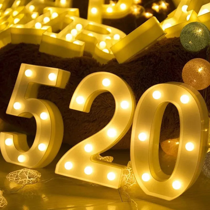 Luminous Alphabet & Number LED Lamp – Decorative Night Light for Birthdays, Weddings, Valentine’s Day, and Parties