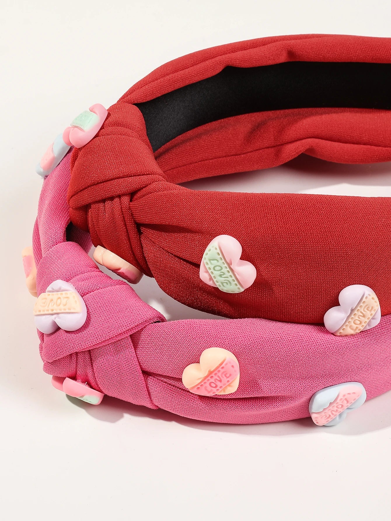 3-Pack Valentine’s Day Hairband Set – Red Spa Makeup Headbands and Face Washing Wristbands for Women