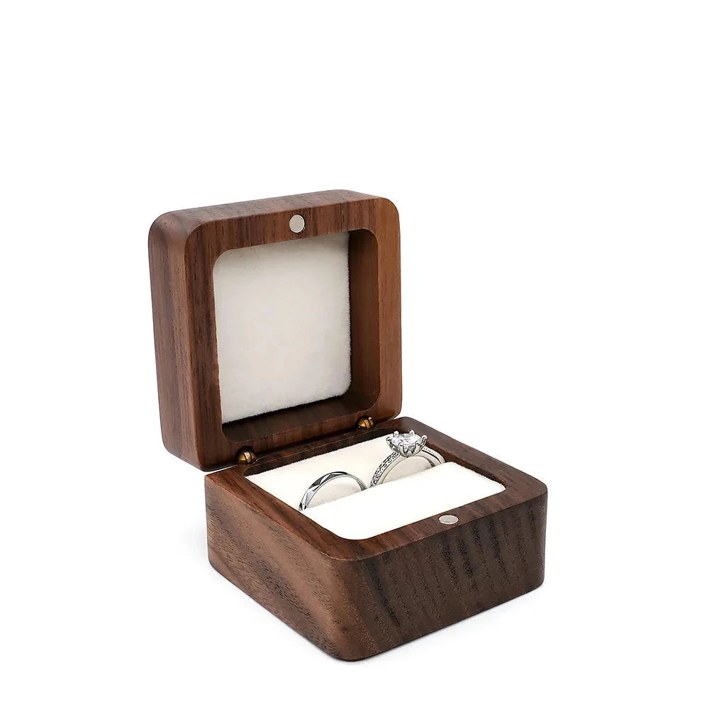 Wooden Jewelry Box - Engagement Ring Necklace Earrings Pendant Organizer
