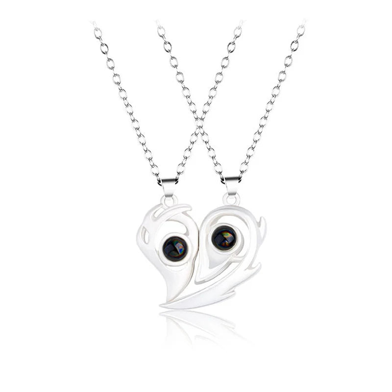 Magnetic Heart Electrocardiogram Pendant Necklace – Stainless Steel Couple Necklace Valentine's Day Gift