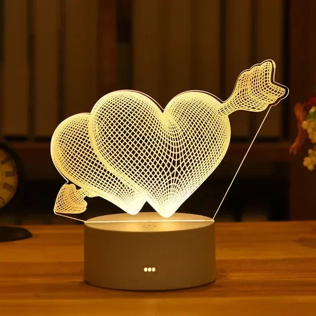Romantic Love 3D Acrylic LED Lamp – Night Light for Home, Valentine’s Day Decor