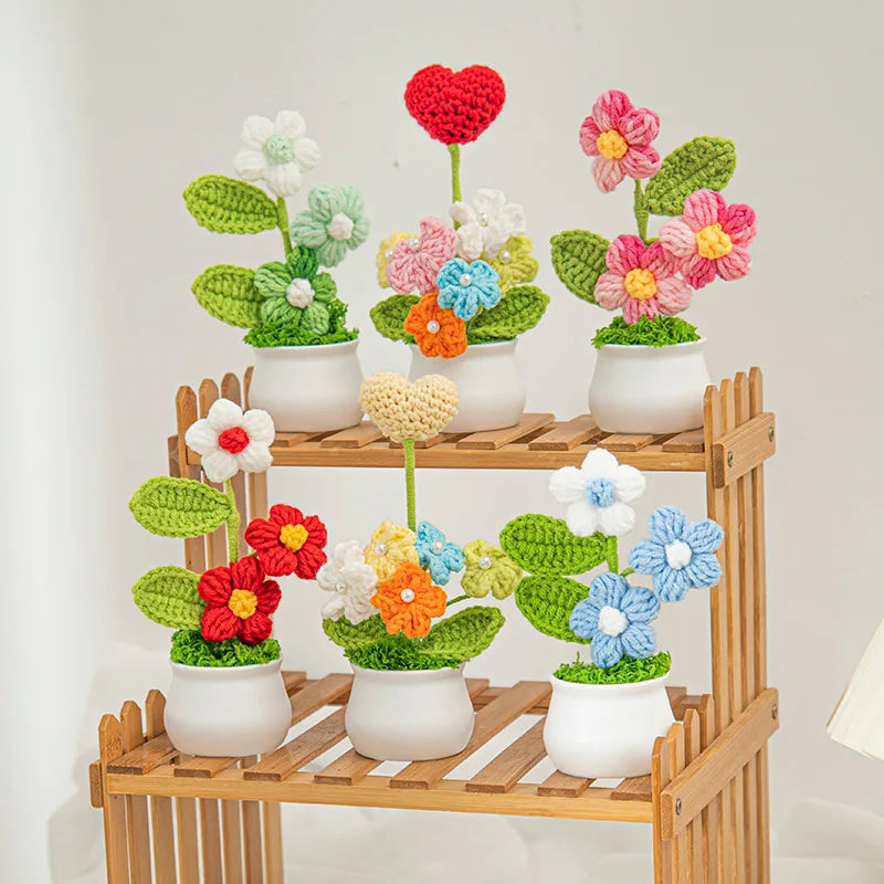 Hand-Knitted Flower Bouquet Crochet Flower - Home Decoration