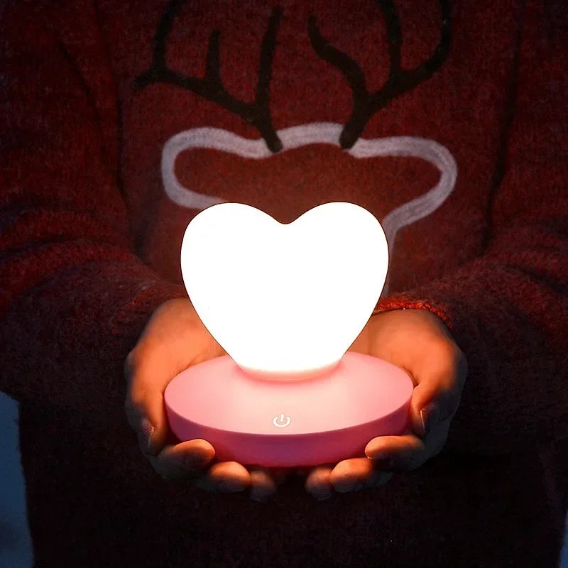 USB Rechargeable Romantic Love Heart LED Night Light – Touch Control Table Lamp for Valentine’s Day, Anniversary, and Home Decor