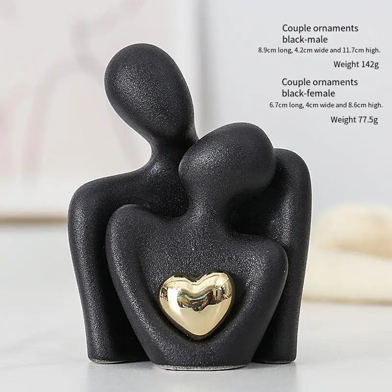 Couple Hugging Figurine – Abstract Modern Ceramic Sculpture for Home Accents