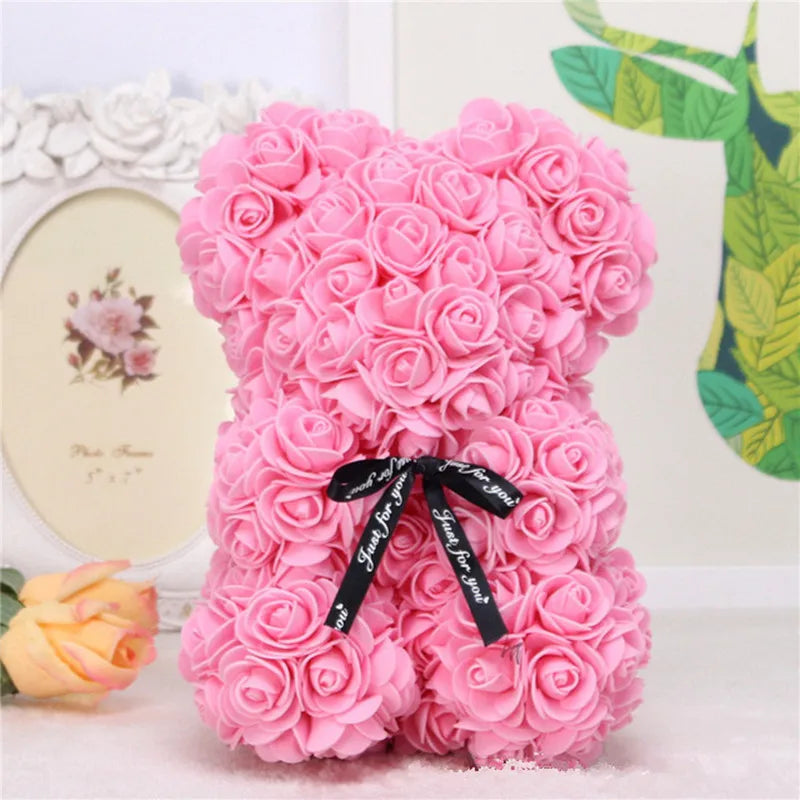Artificial Foam Rose Bear – Romantic Gift for Valentine’s Day, Mother’s Day, Weddings, and Anniversaries
