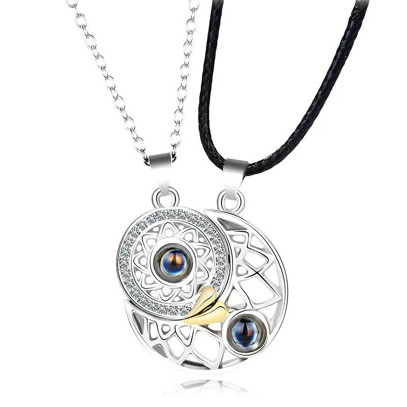 Magnetic Heart Electrocardiogram Pendant Necklace – Stainless Steel Couple Necklace Valentine's Day Gift