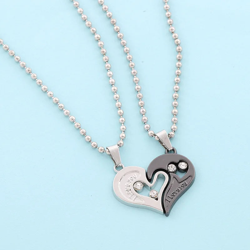 Magnetic Heart Electrocardiogram Pendant Necklace – Stainless Steel Couple Necklace Valentine's Day Gift