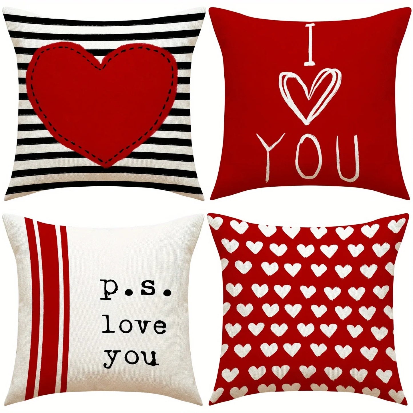 Valentine's Day Romantic Heart-Printed Pillowcase – Sofa Cushion Cover for Sweet Home Decor