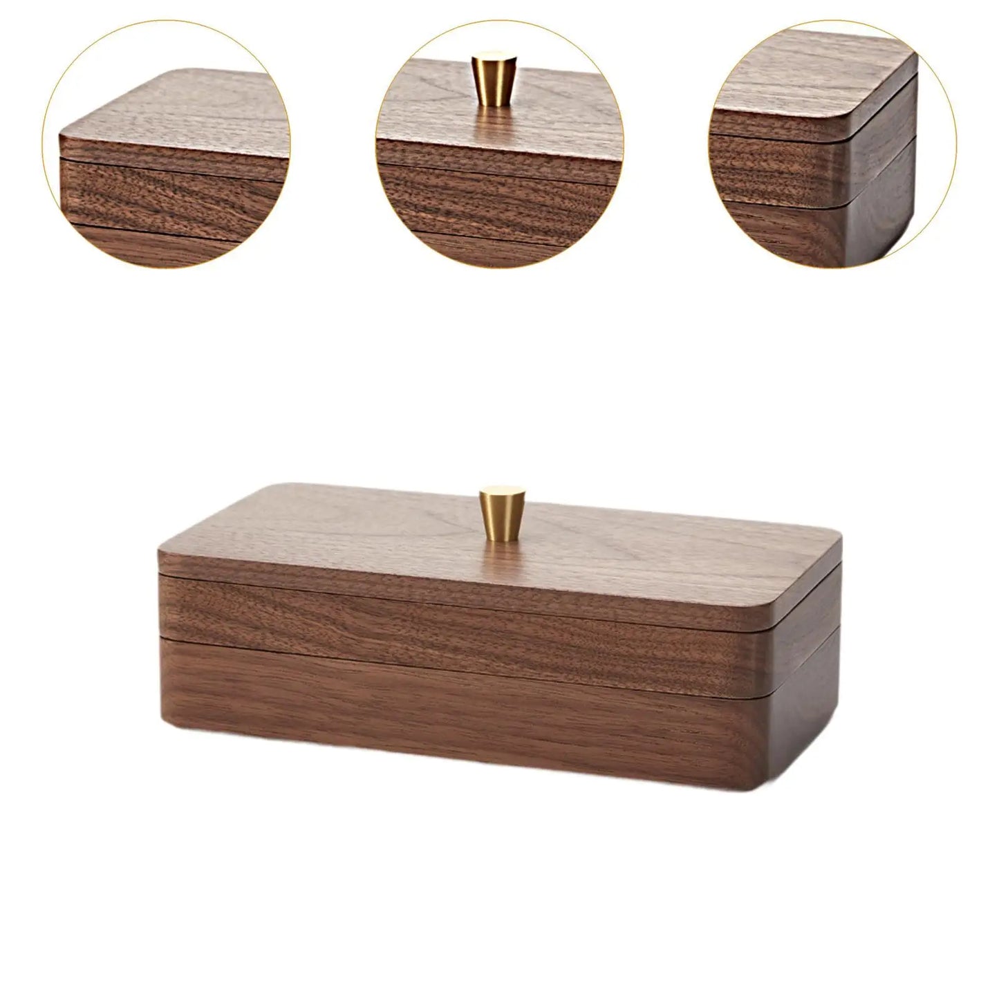 Wooden 2-Tier Jewelry Organizer – Smooth Solid Wood Storage Box for Women’s Earrings, Necklaces, and Watches